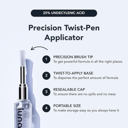 Lunavia Antifungal Pen – Cures Most Athlete’s Foot, Jock Itch, and Ringworm - 25% Undecylenic Acid with added Tea Tree, Jojoba, Clove Bud Oils & Aloe - 1 Pack Twist Pen (3ML Volume)